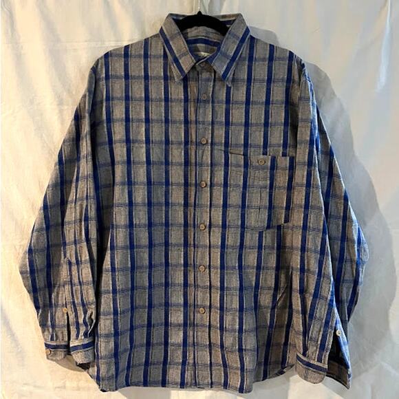 VTG Christian de Parallax Paris Shirt Cotton Blue Black White Cork Button Down - Picture 1 of 7